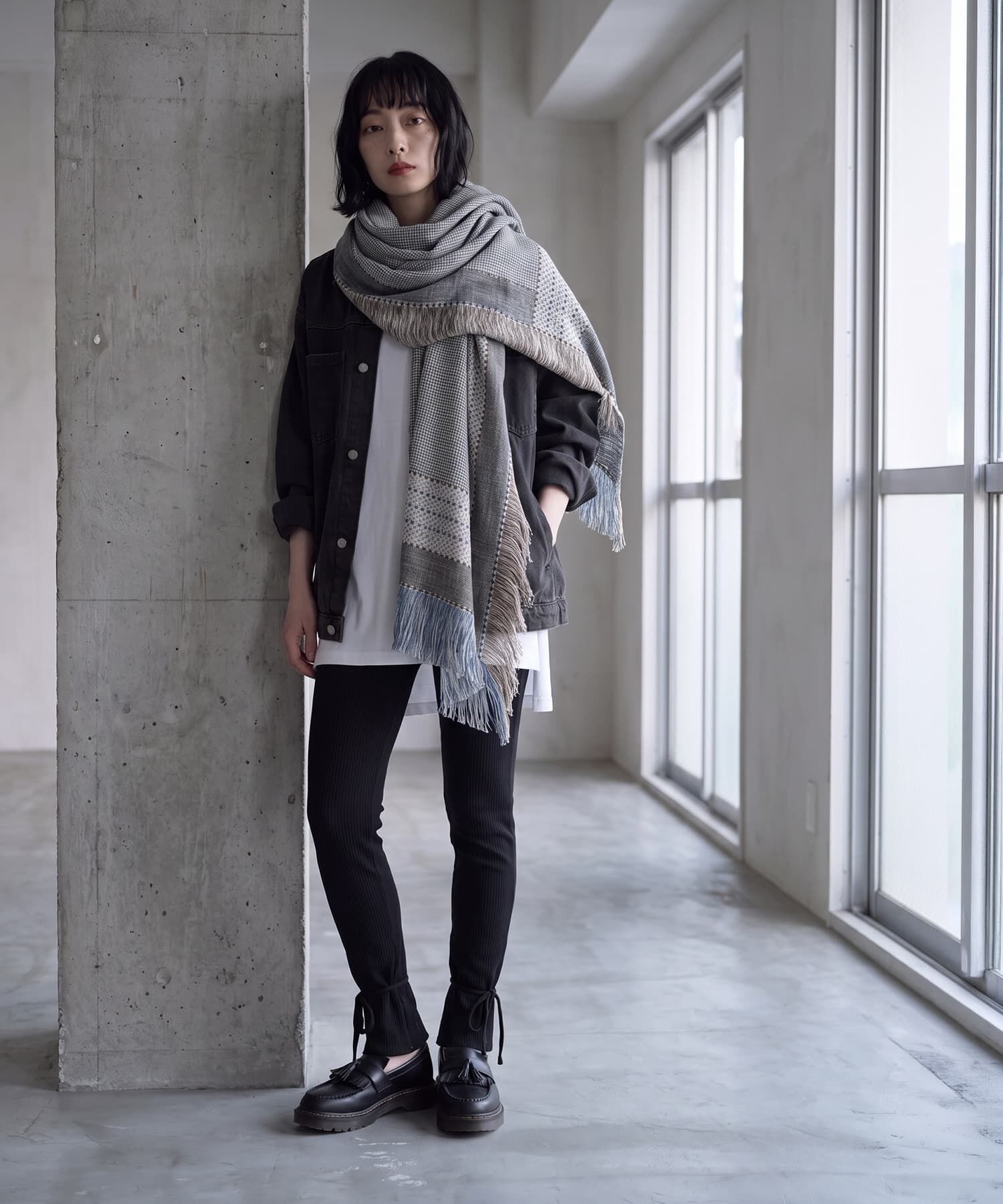 STYLE DELI「【BLK001】大判スクエアショール130&times;130cm」|ストール|