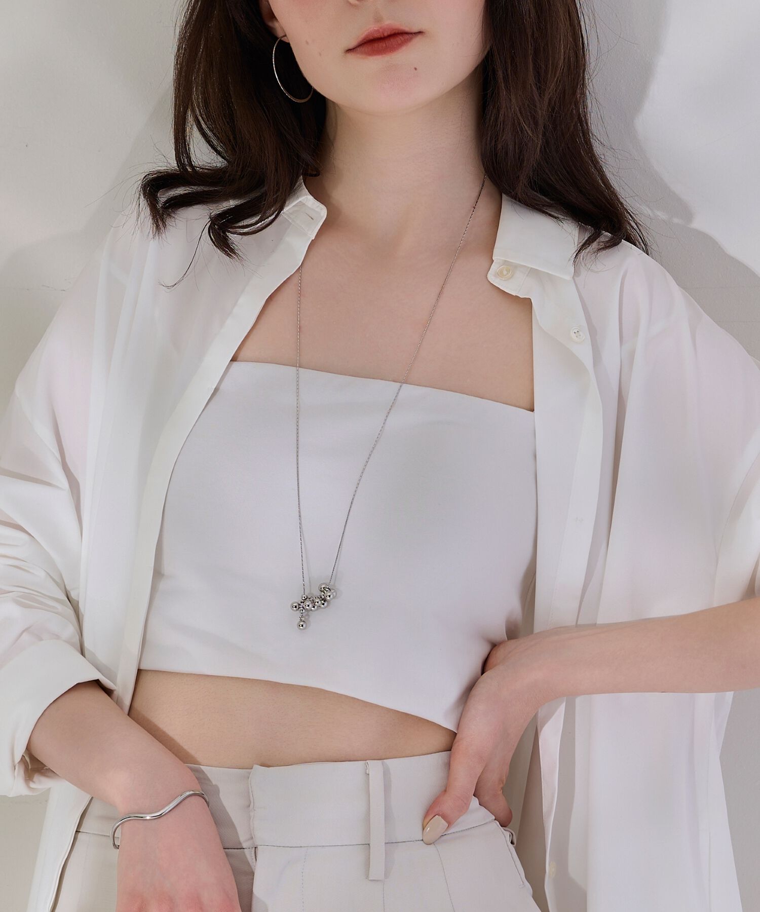 Phoebe「【金属アレルギー対応】マルチwayムービングバブルネックレス　シルバー」|ネックレス|