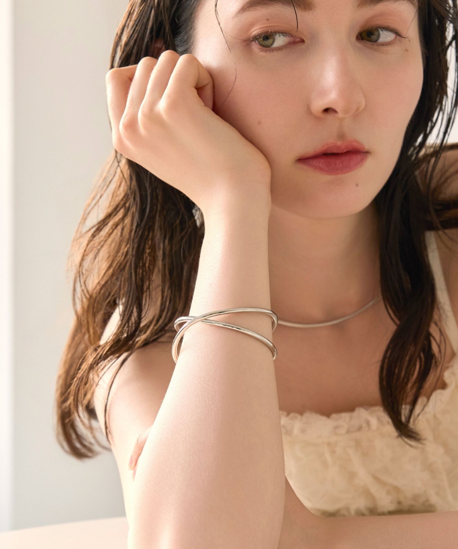 Phoebe「【金属アレルギー対応】フロークロスバングル　シルバー/ニッケルフリー」|ブレスレット・バングル|