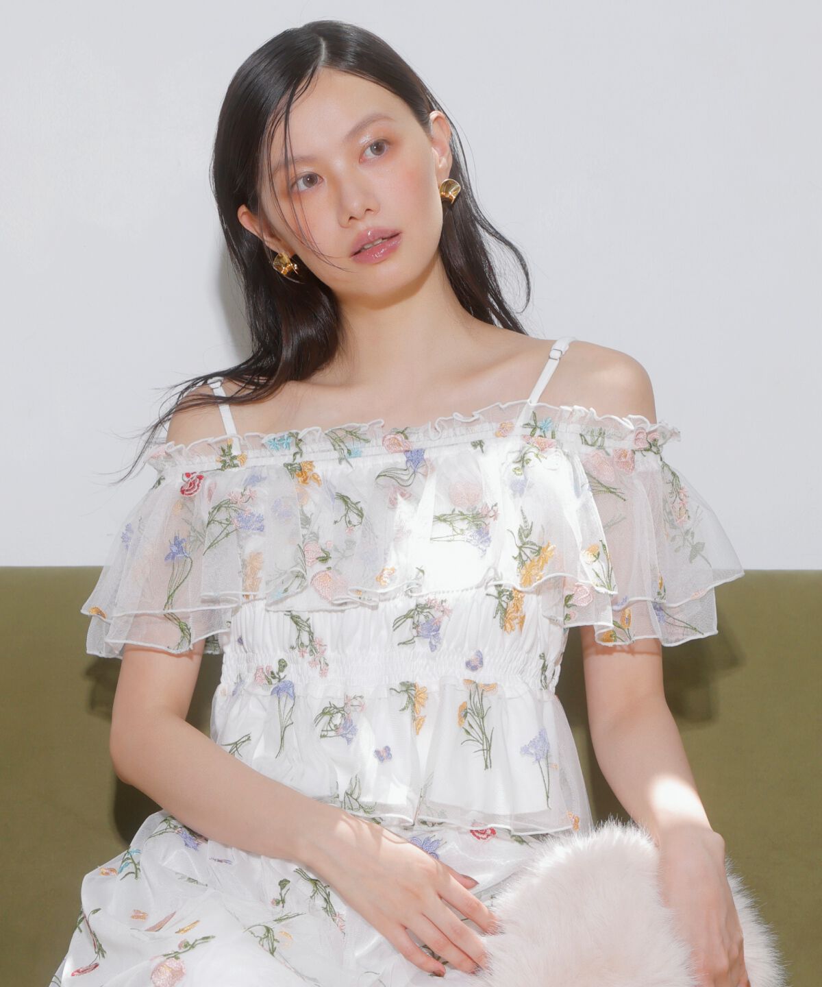 アンドクチュール「ボタニカル柄刺繍チュールブラウス」|シャツ・ブラウス|