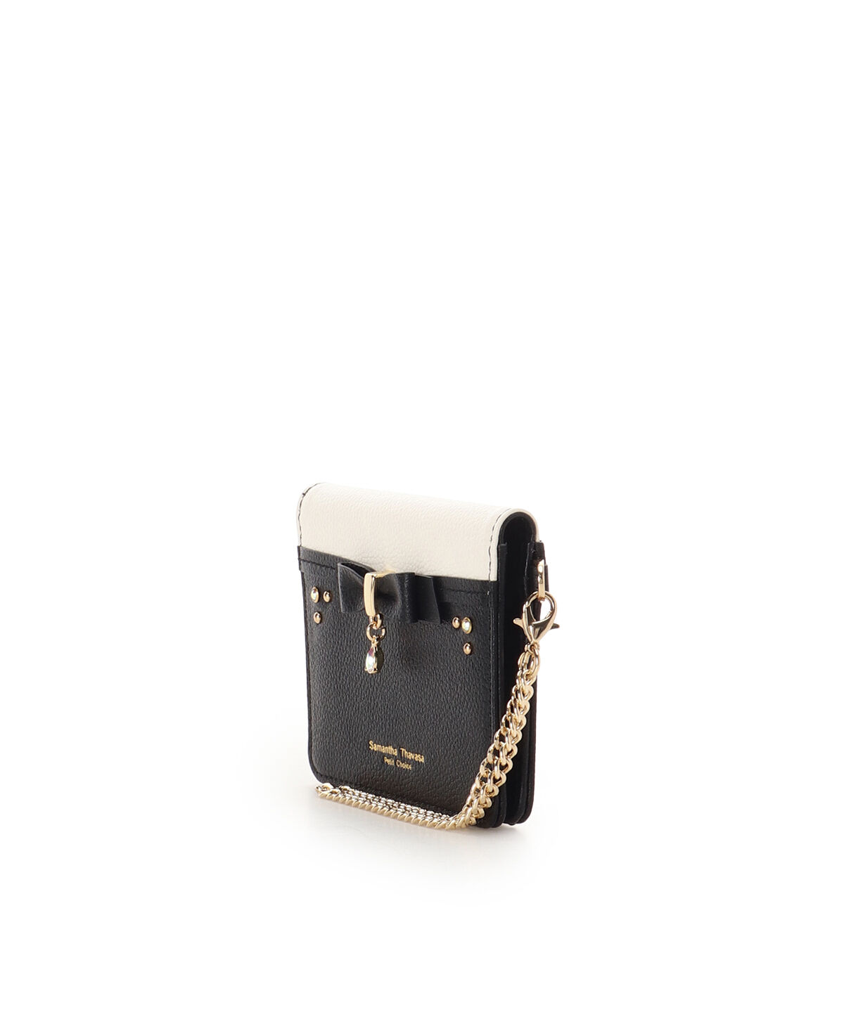 Samantha Thavasa Petit Choice「バイカラーリボンビジューパスケース」|定期入れ|