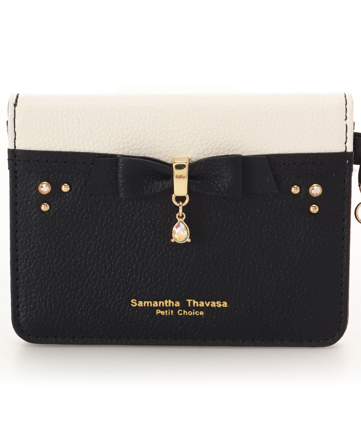 Samantha Thavasa Petit Choice「バイカラーリボンビジューパスケース」|定期入れ|