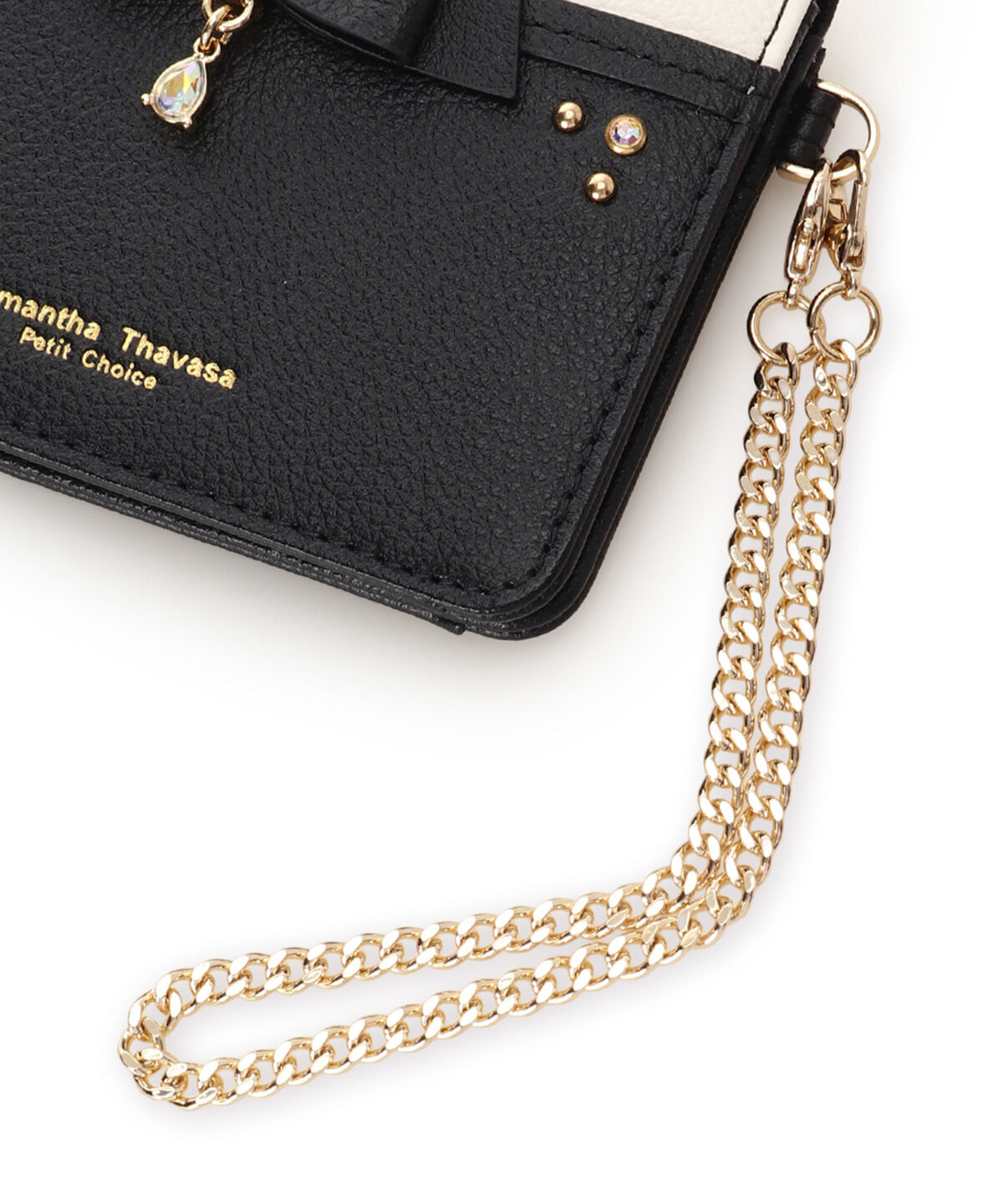 Samantha Thavasa Petit Choice「バイカラーリボンビジューパスケース」|定期入れ|