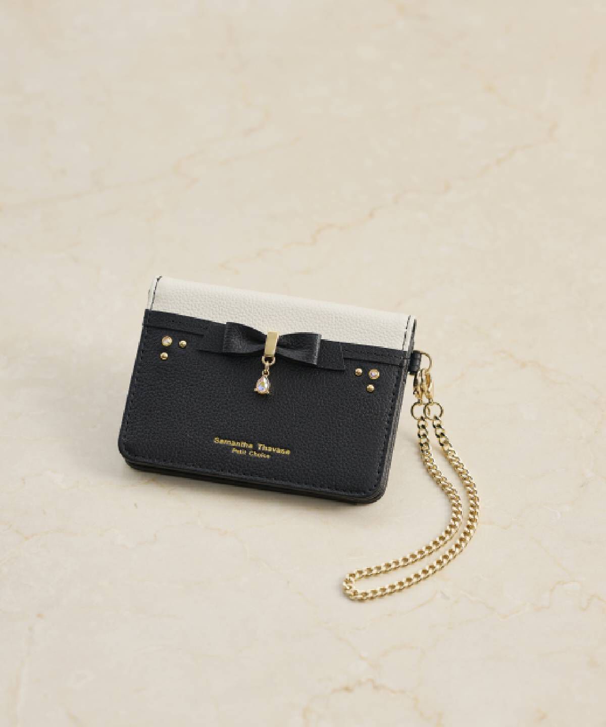 Samantha Thavasa Petit Choice「バイカラーリボンビジューパスケース」|定期入れ|