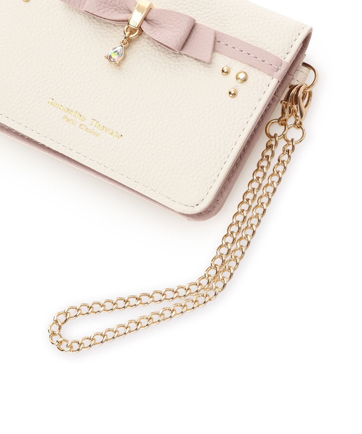 Samantha Thavasa Petit Choice「バイカラーリボンビジューパスケース」|定期入れ|