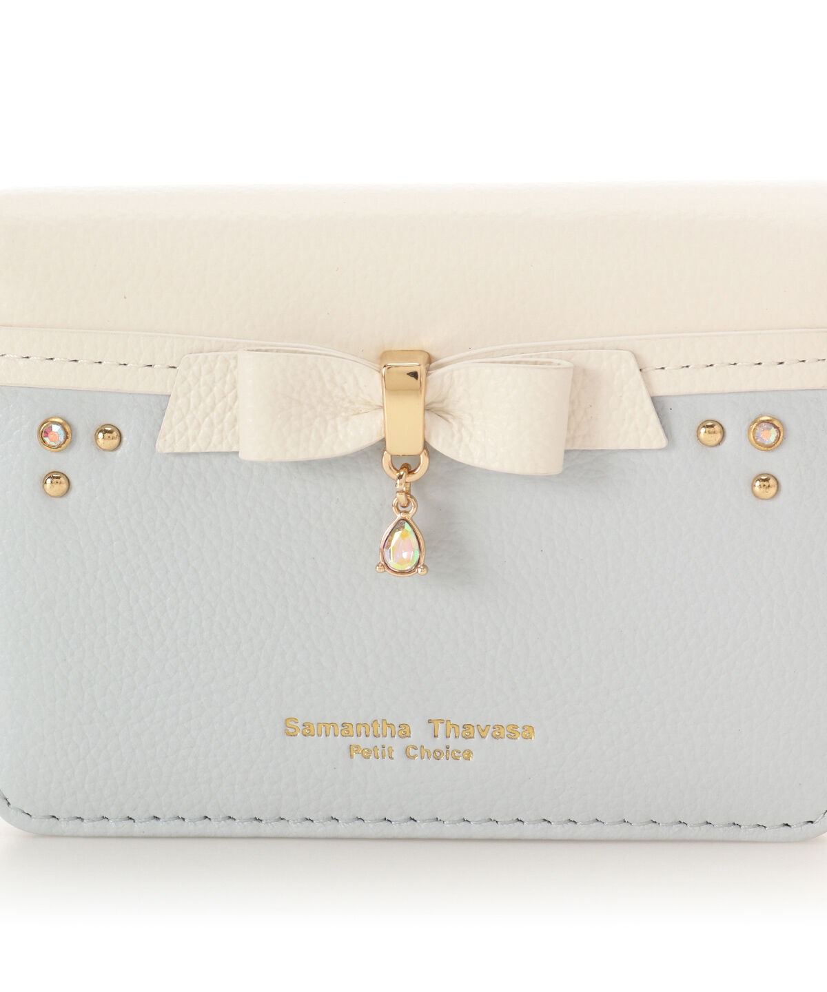 Samantha Thavasa Petit Choice「バイカラーリボンビジューパスケース」|定期入れ|