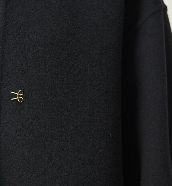 UNITED ARROWS「バイカラー リバー ミドルコート」|ノーカラーコート|