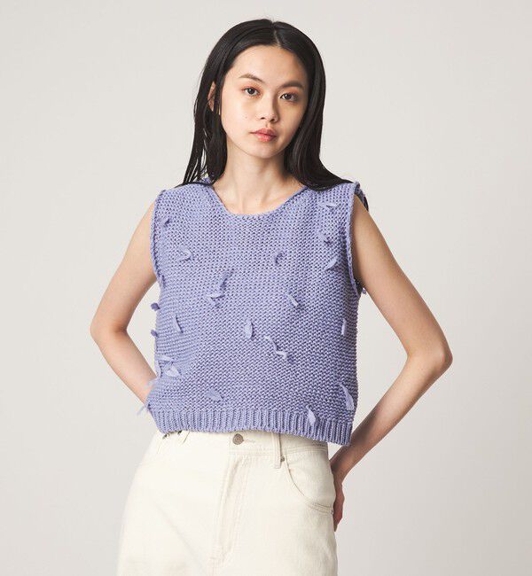 EMMEL REFINES「＜EMMEL REFINES＞EM HWテープヤーン リボン ノースリーブ ニット」|ニット・セーター|LILAC