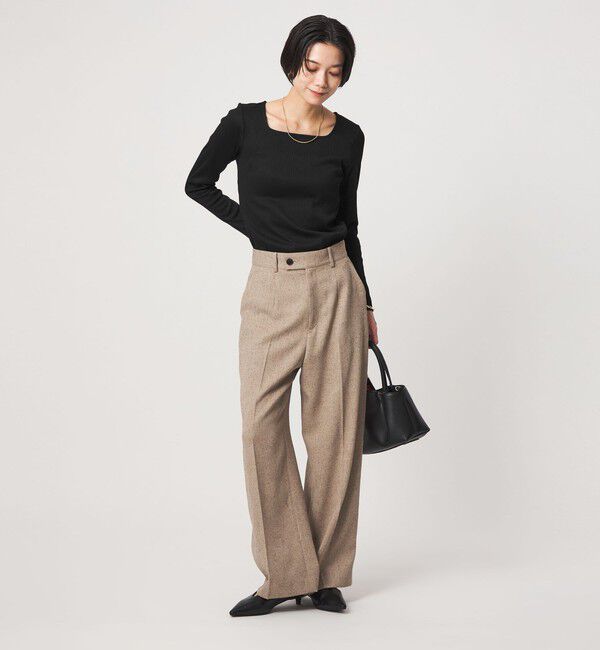 UNITED ARROWS green label relaxing「ブライトリブ スクエアネック ロングスリーブ カットソー」|Tシャツ・カットソー|
