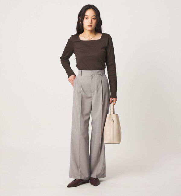 UNITED ARROWS green label relaxing「ブライトリブ スクエアネック ロングスリーブ カットソー」|Tシャツ・カットソー|