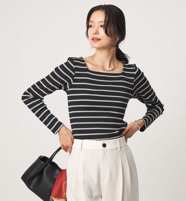 UNITED ARROWS green label relaxing「ブライトリブ スクエアネック ロングスリーブ カットソー」|Tシャツ・カットソー|