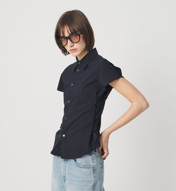 ATTISESSION「＜ATTISESSION＞レースアップ ショートスリーブ シャツ」|シャツ・ブラウス|