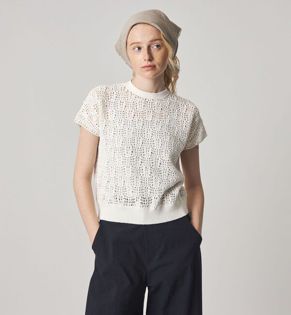 STEVEN ALAN「＜Steven Alan＞ハンド ニット ショートスリーブ プルオーバー」|ニット・セーター|OFF WHITE