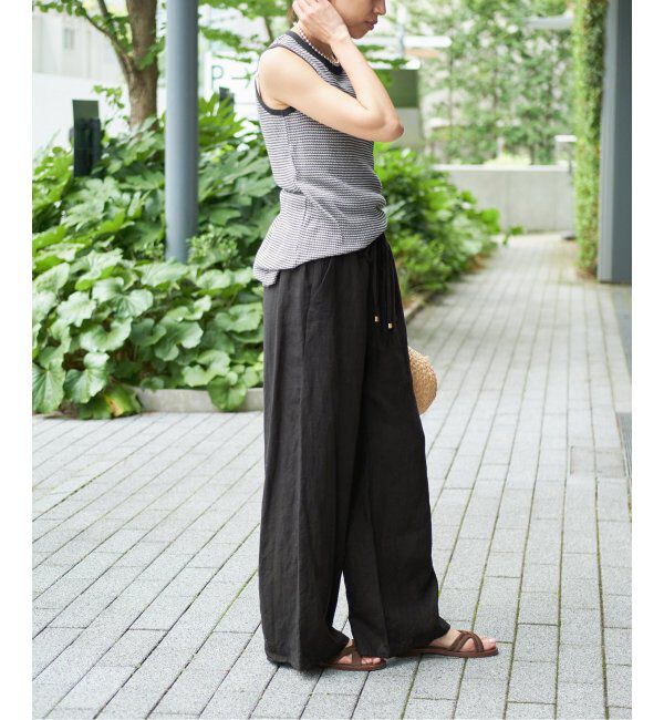 IENA LA BOUCLE「《追加》IENA LA BOUCLE リネンブロードイージーパンツ(ブラック)」|その他|