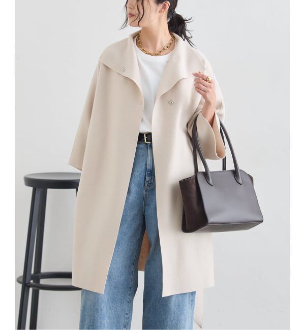 journal standard L'essage「《予約》HARRIS WHARF LONDON 別注 Women kimono mantle pressed wool コート」|その他|ナチュラル