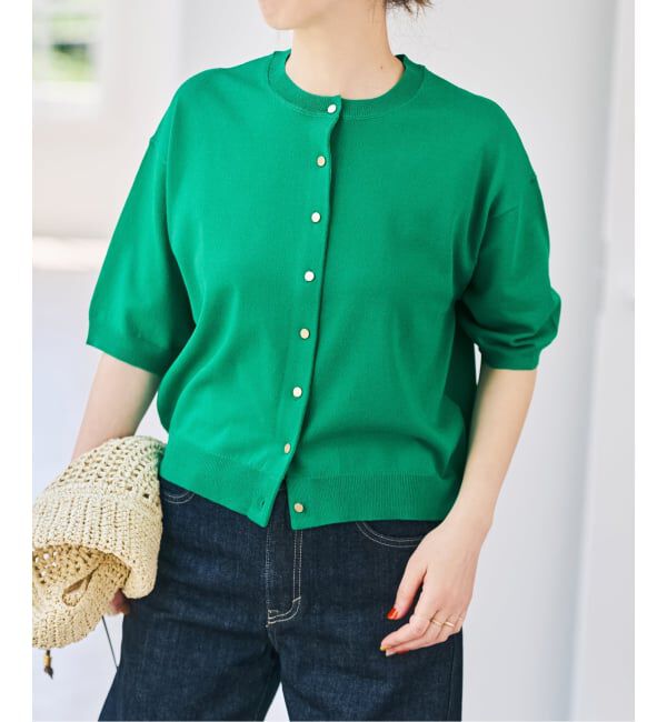 Spick and Span「《手洗い可》ショートスリーブカーディガン」|カーディガン|