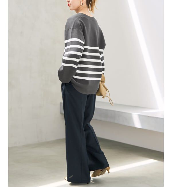 Spick and Span「《WEB限定カラー有り / 予約》ボーダーVネックニットプルオーバー」|ニット・セーター|