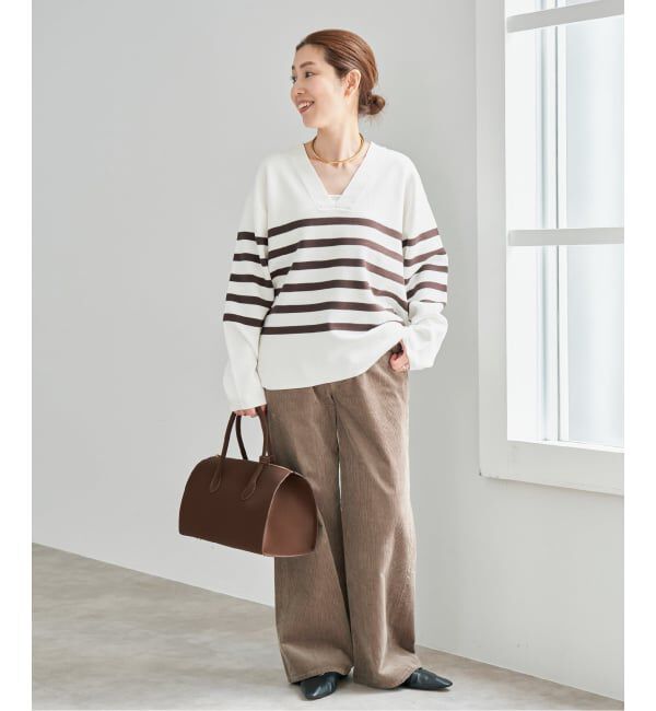 Spick and Span「《WEB限定カラー有り / 予約》ボーダーVネックニットプルオーバー」|ニット・セーター|