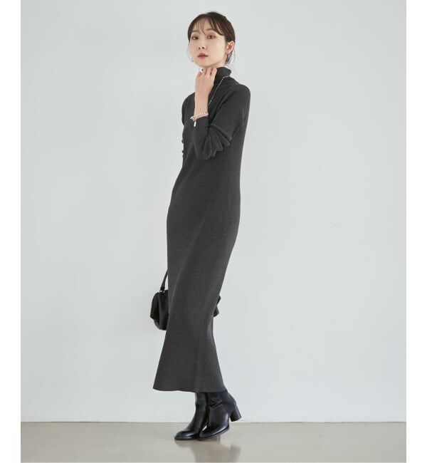 NOBLE「《追加予約・新色・WEB限定カラーあり》RY/PLリブハイネック ロングワンピース」|ワンピース|