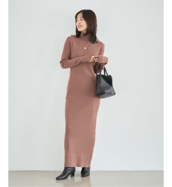 NOBLE「《追加予約・新色・WEB限定カラーあり》RY/PLリブハイネック ロングワンピース」|ワンピース|