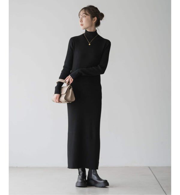 NOBLE「《追加予約・新色・WEB限定カラーあり》RY/PLリブハイネック ロングワンピース」|ワンピース|