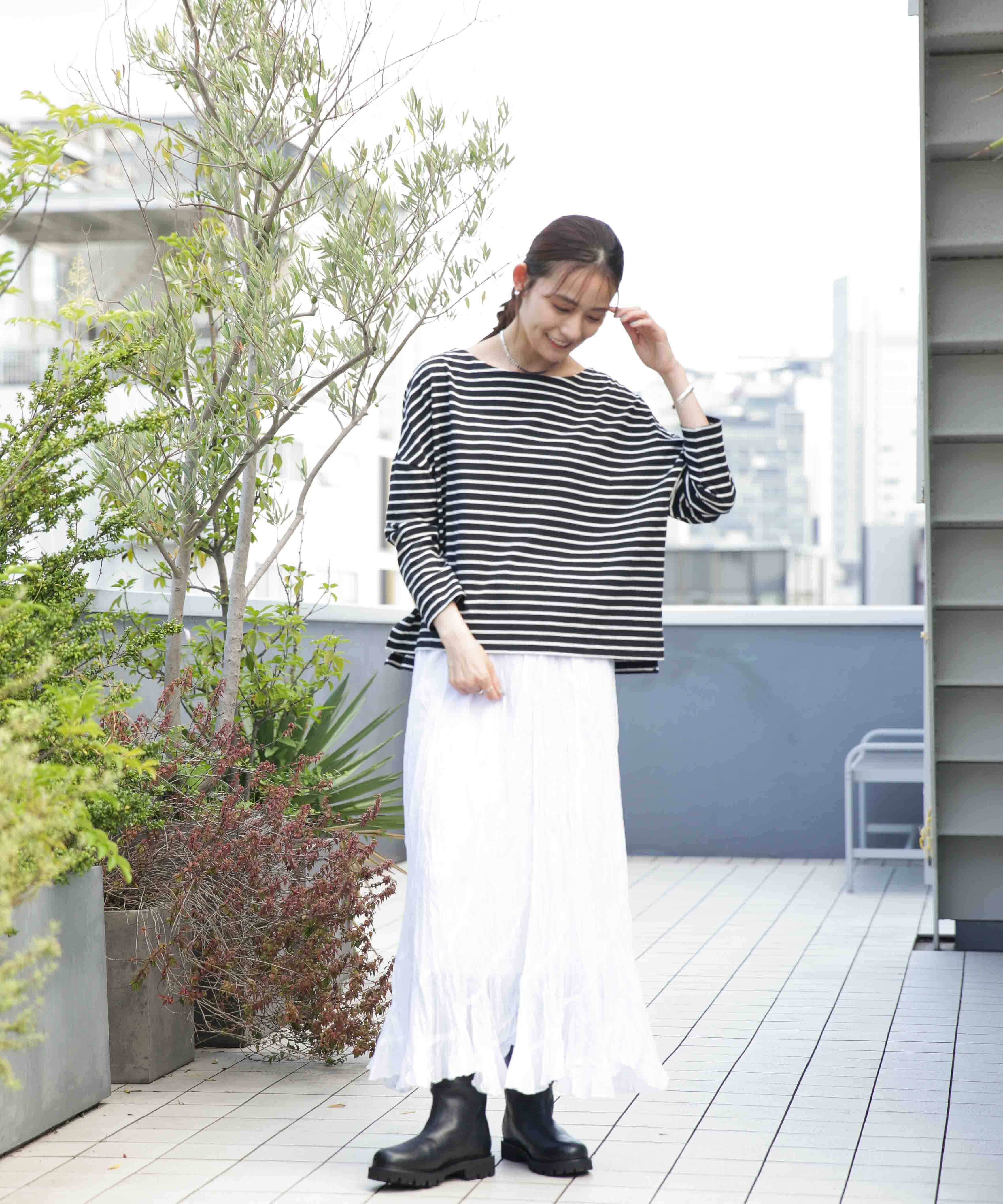 NANO universe「WEB限定/ボーダーワイドドロップトップス」|Tシャツ・カットソー|