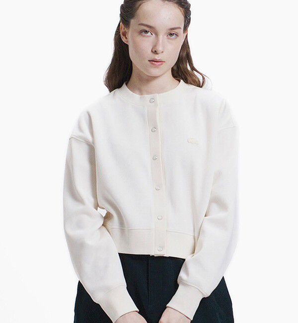 LACOSTE「ショート丈ダブルフェイスカーディガン」|カーディガン|アイボリー
