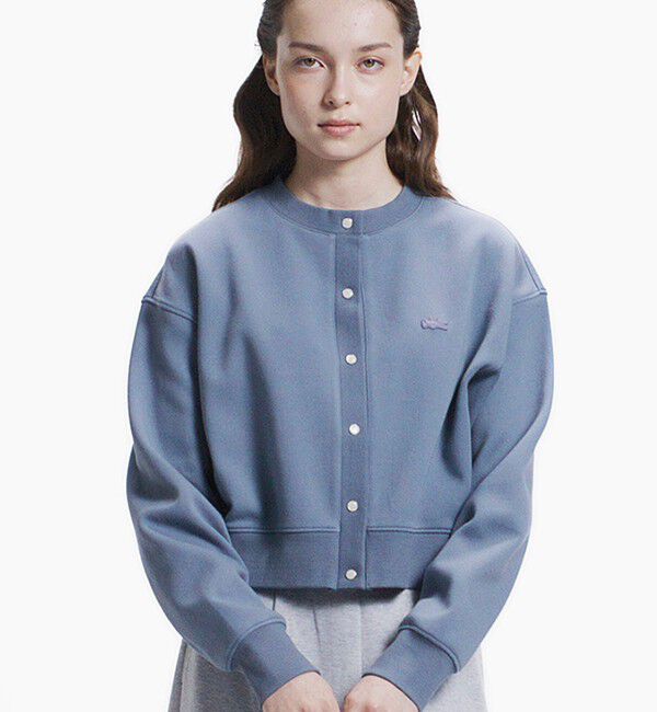 LACOSTE「ショート丈ダブルフェイスカーディガン」|カーディガン|ブルーグレー