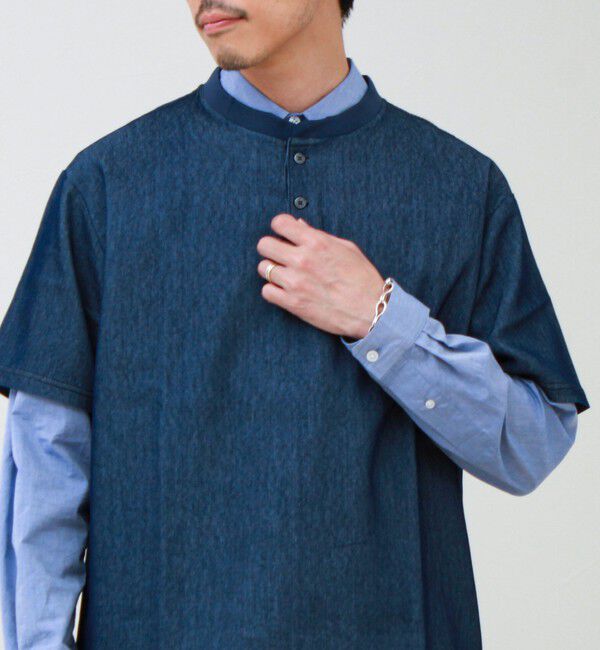 GLOSTER「【セットアップ対応】メッシュデニムヘンリーTEE」|Tシャツ・カットソー|