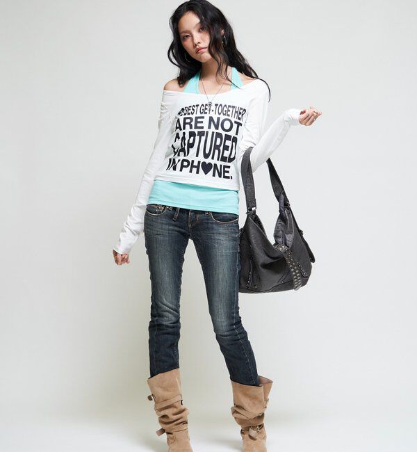  「【WEB限定】メッセージL/Sトップス」|Tシャツ・カットソー|