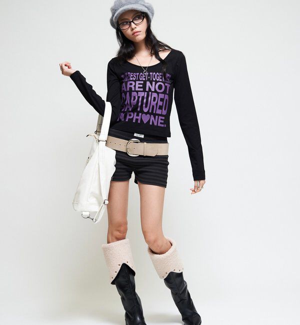  「【WEB限定】メッセージL/Sトップス」|Tシャツ・カットソー|