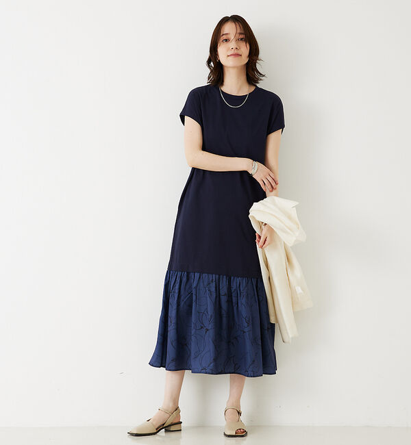 abahouse mavie「【大人のいちまんワンピ】プリントコンビワンピ」|ワンピース|
