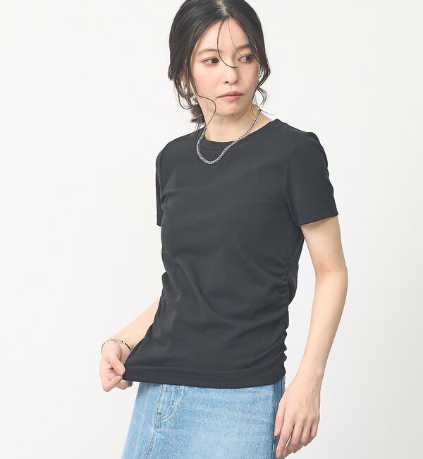 abahouse mavie「【ウエスト細見え】サイドギャザーTシャツ」|Tシャツ・カットソー|