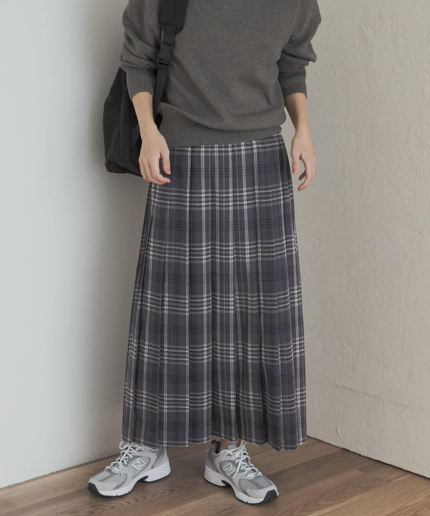 URBAN RESEARCH DOORS「『一部WEB限定カラー』チェックプリーツスカート」|スカート|グレー系その他
