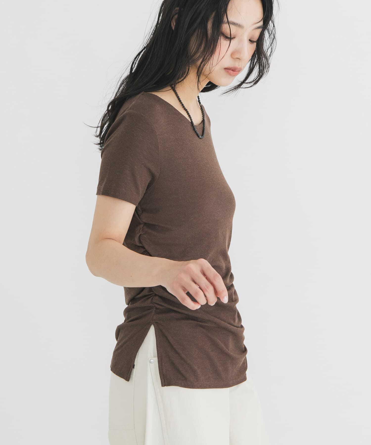  「シャーリングスリットTEE」|Tシャツ・カットソー|