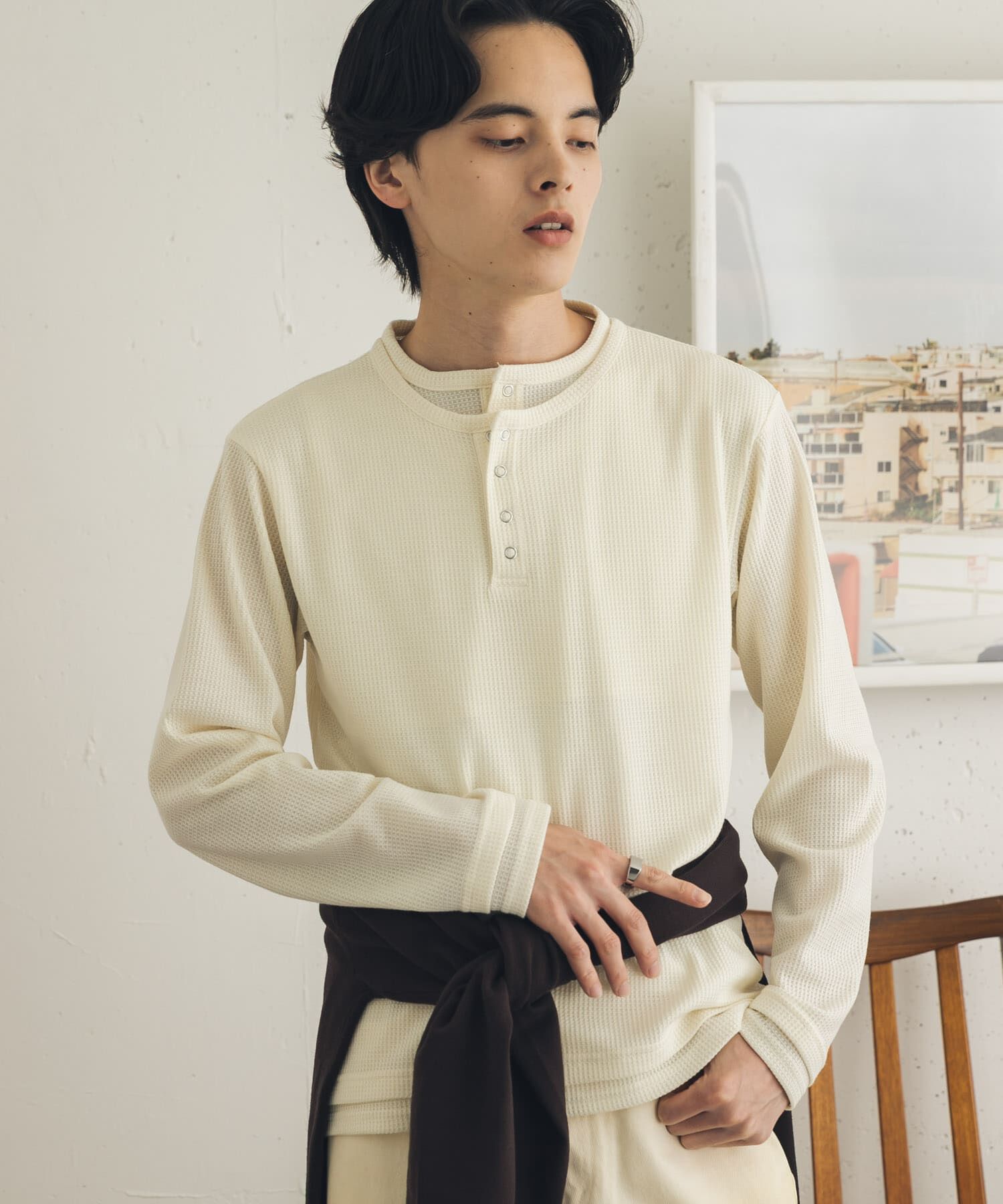 SENSE OF PLACE by URBAN RESEARCH「フェイクレイヤードヘンリーネックロングTシャツ」|Tシャツ・カットソー|