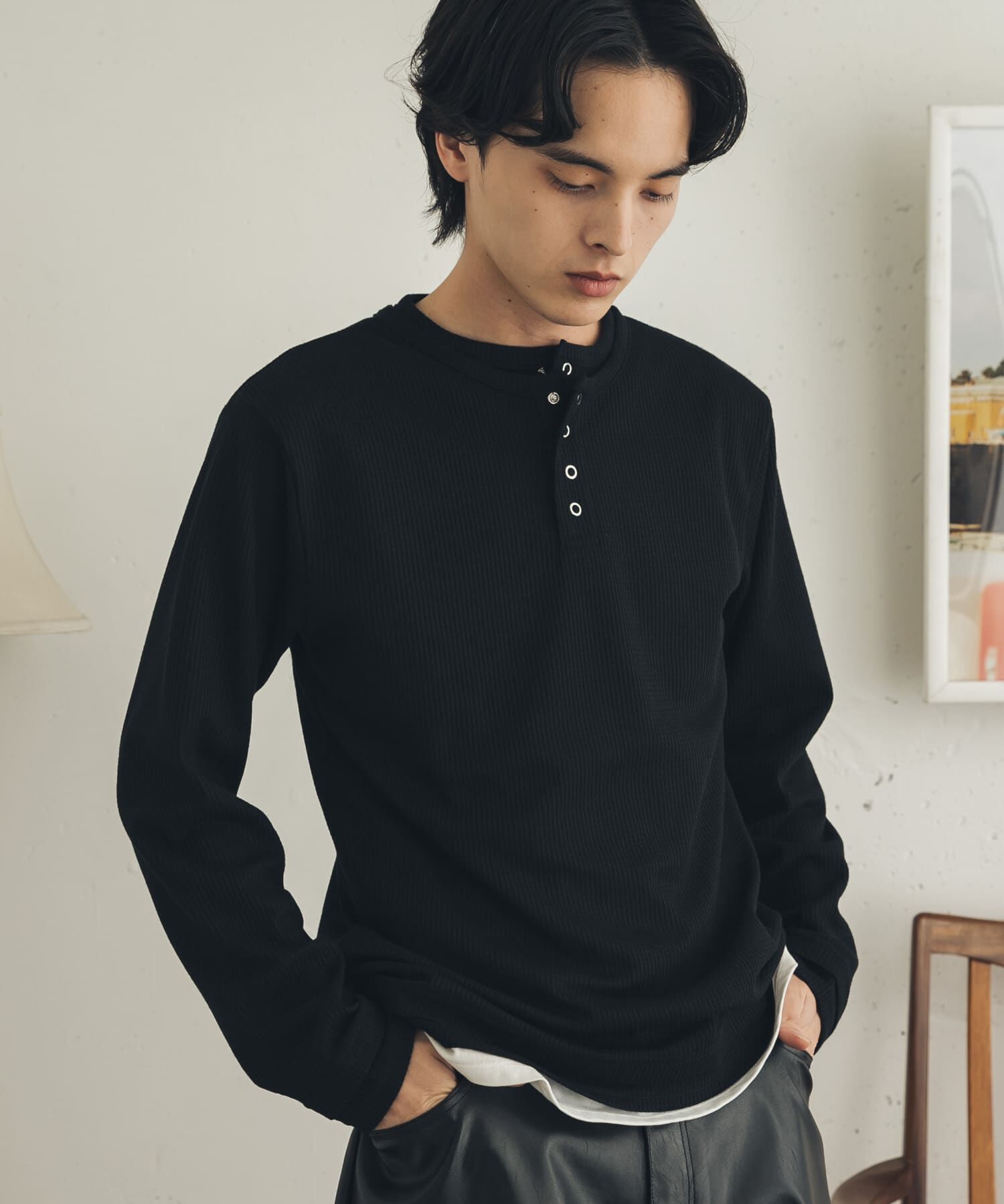 SENSE OF PLACE by URBAN RESEARCH「フェイクレイヤードヘンリーネックロングTシャツ」|Tシャツ・カットソー|