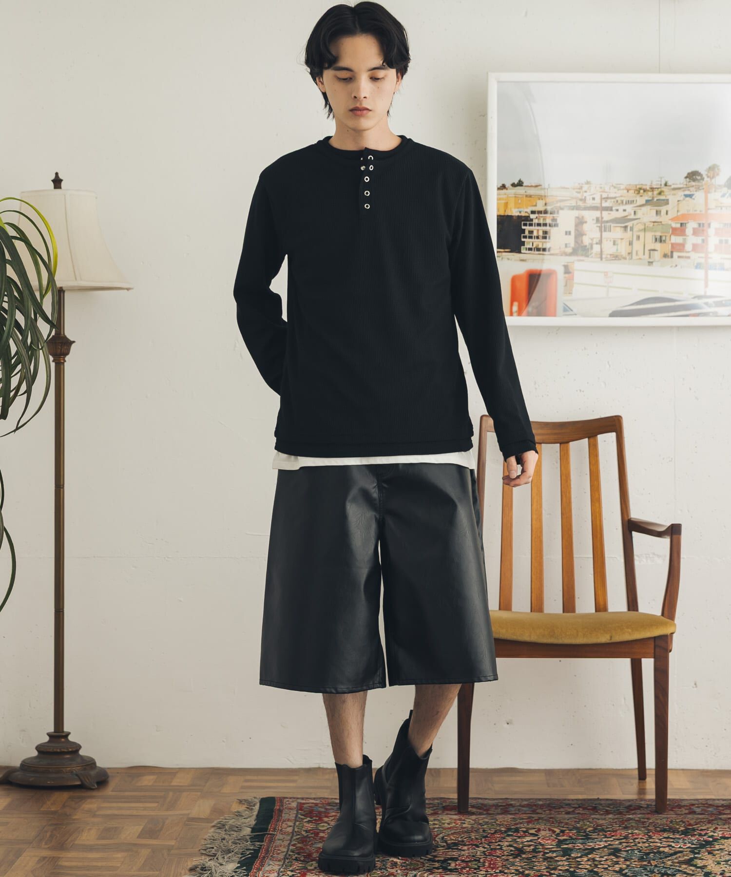 SENSE OF PLACE by URBAN RESEARCH「フェイクレイヤードヘンリーネックロングTシャツ」|Tシャツ・カットソー|