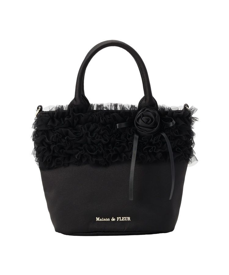 Maison de FLEUR「【2Way】チュールフリルローズ2Wayバッグ」|トートバッグ|