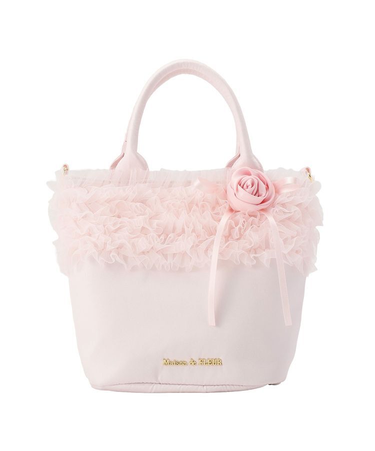 Maison de FLEUR「【2Way】チュールフリルローズ2Wayバッグ」|トートバッグ|