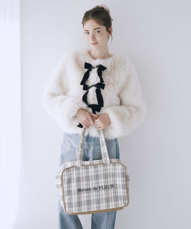 Maison de FLEUR「チェックミニキャリーオンバッグ」|トートバッグ|