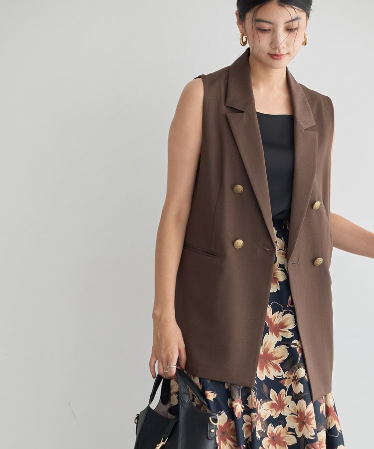 YECCA VECCA「金釦ジレ」|ベスト・ジレ|Brown