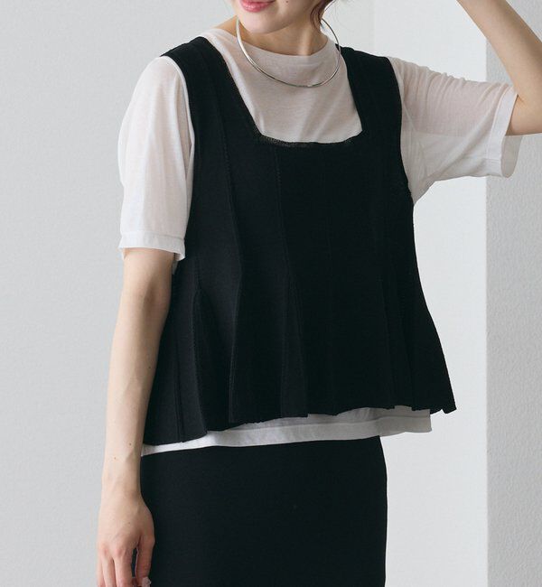  「【接触冷感&times;抗菌】アイレットニットビスチェ」|ニット・セーター|ブラック