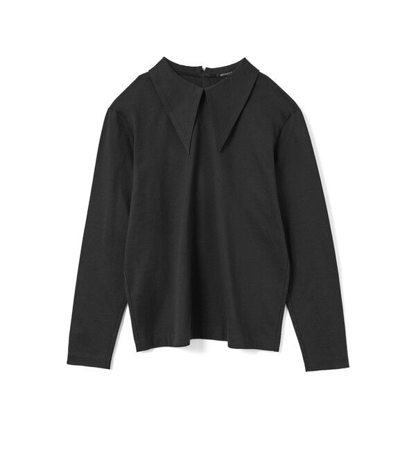 mizuiro ind「mizuiro ind ロングカラーロングスリーブプルオーバー」|Tシャツ・カットソー|ブラック