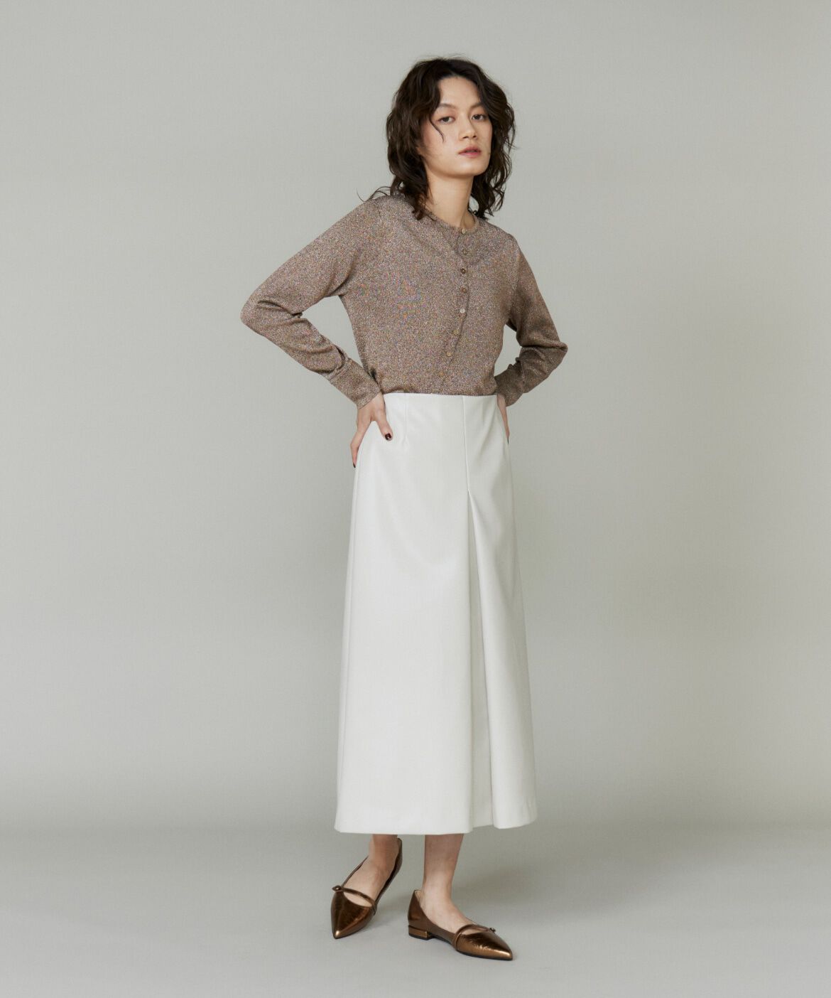 la veille by SUPERIOR CLOSET「アシンメトリーラメカーディガン」|カーディガン|