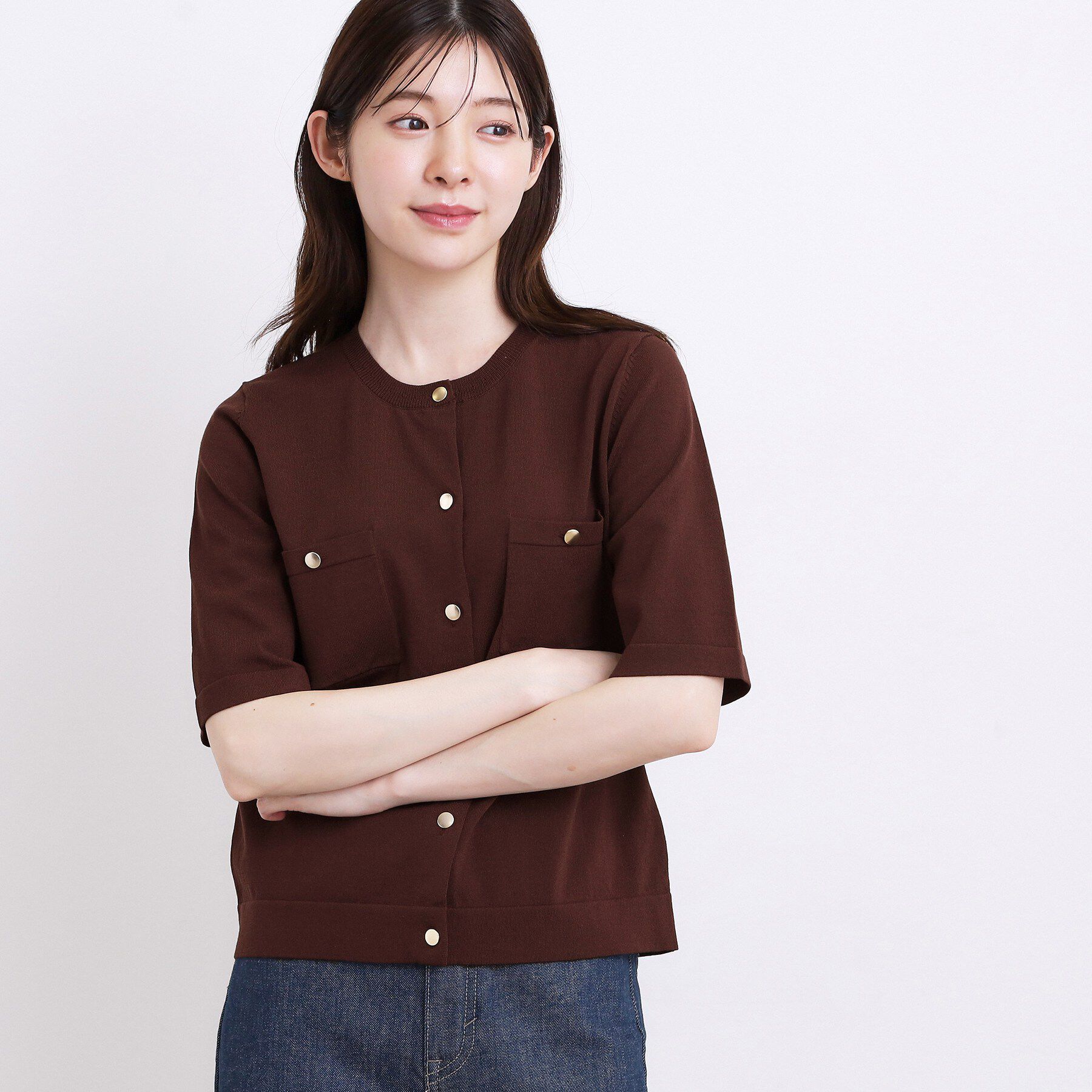 grove「【ひんやり・UV・洗濯機◎】上品コットン混カーディガン」|カーディガン|