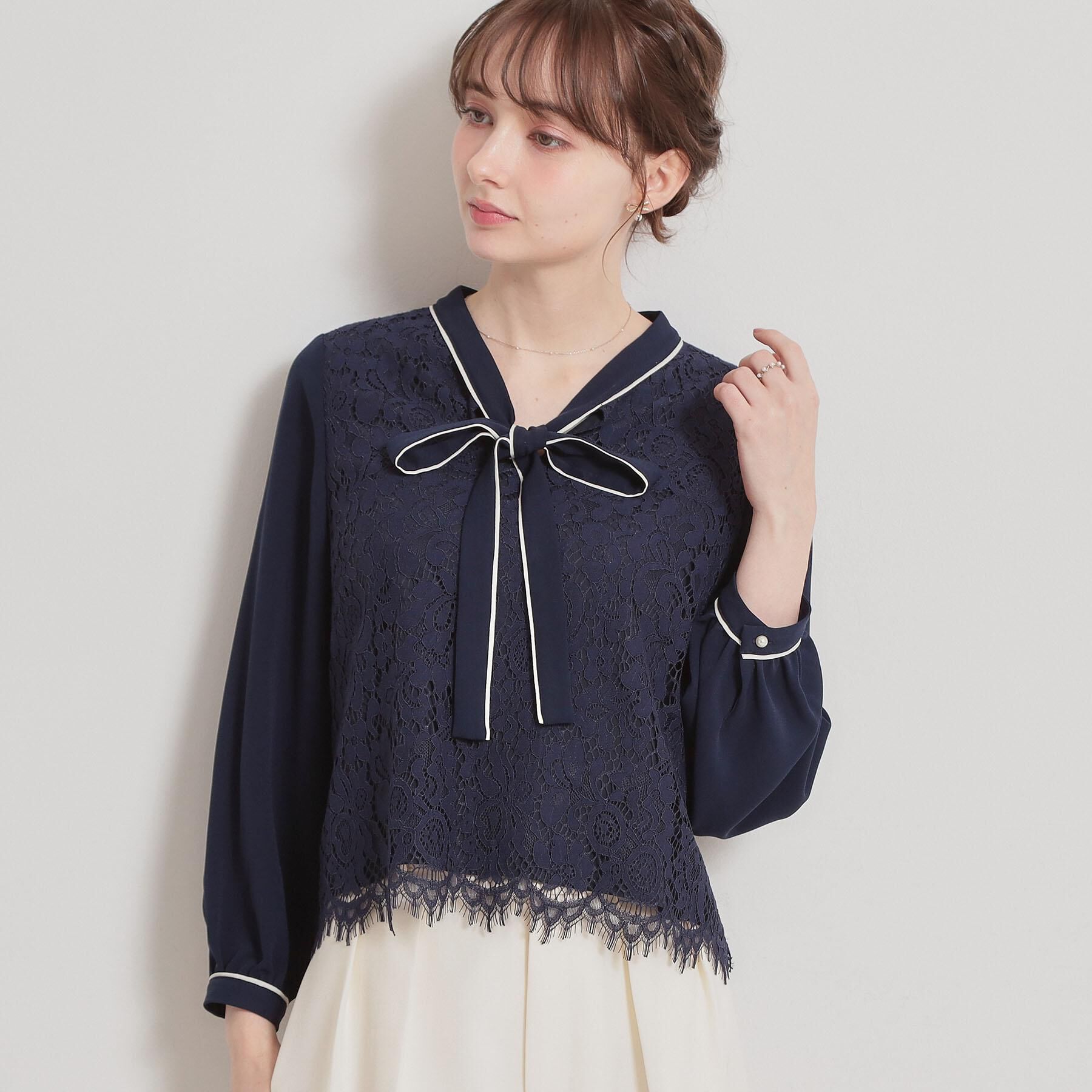 Couture broach「【洗える・通勤】フラワーレースブラウス」|シャツ・ブラウス|