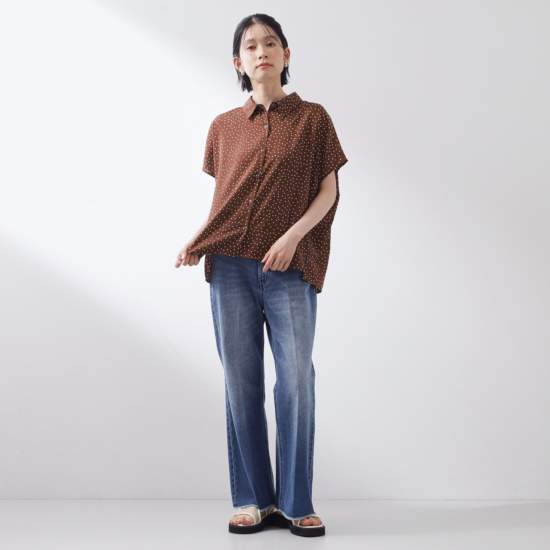 THE SHOP TK「大人のためのドット柄 襟付きブラウス」|シャツ・ブラウス|