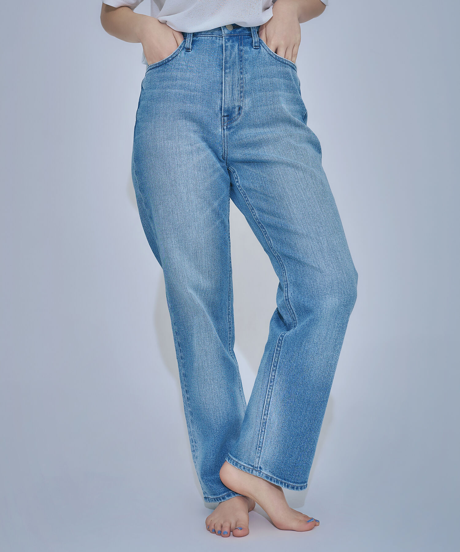  「〈N.〉ハイライズストレートデニムパンツ」|その他|ブルー