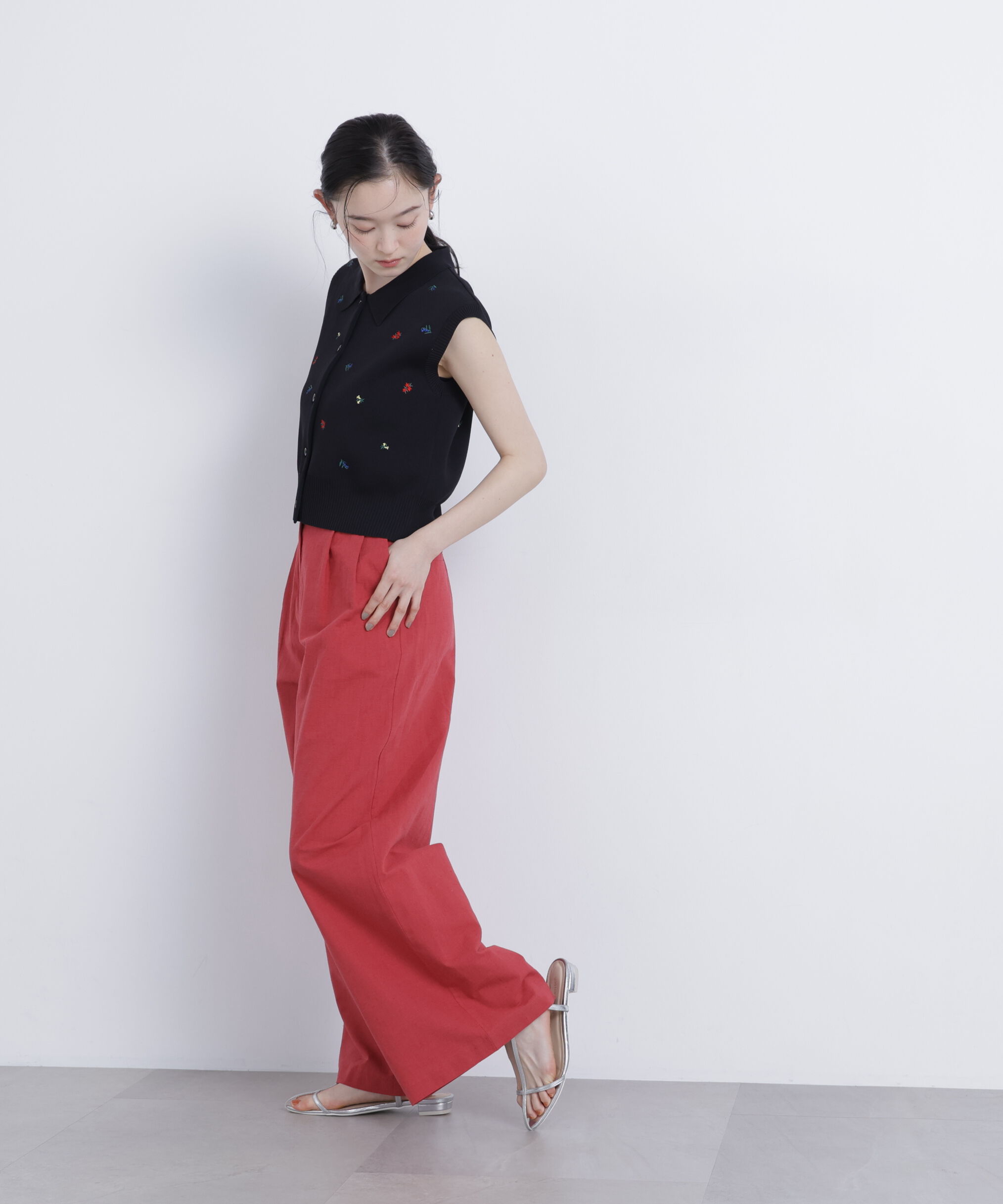  「麻ブレンドワイドパンツ」|その他|